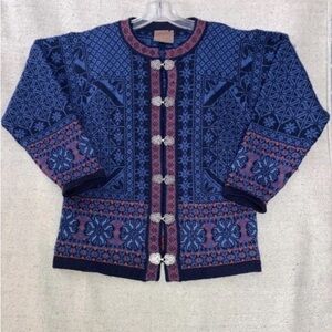 Christiania Cardigan Sweater Icelandic Norway Nordic Wool Blue Clasp Women’s S